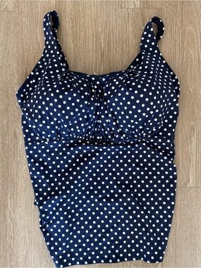 Lands End navy blue tankini swim top sz 20W